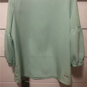 Andrew Marc Green Puff Sleeve Blouse with 3/4 Sleeves
